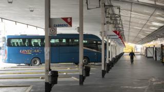 Un autocar de Linecar en la estación de autobuses de Valladolid