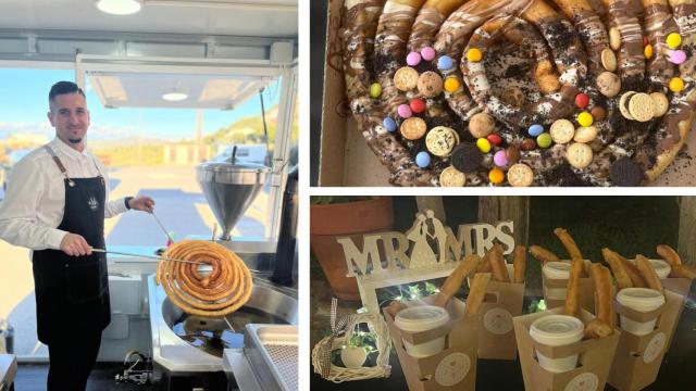 Un montaje con imágenes del negocio del churrero Manuel.