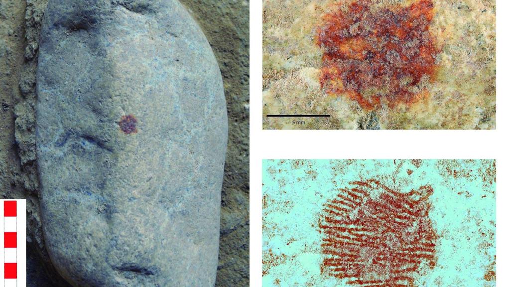 Imágenes del canto rodado y de la huella dactilar. Foto del canto: David Alvarez Alonso. Imágenes del punto y huella: Samuel Miralles Mosquera