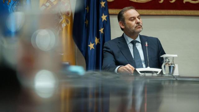 El exministro de Transportes José Luis Ábalos, en su comparecencia este lunes en la comisión del Parlamento de Canarias que investiga la compra de material sanitario.