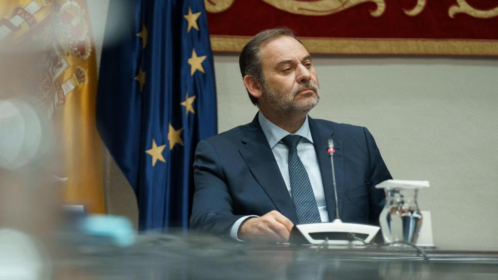 El exministro de Transportes José Luis Ábalos, en su comparecencia este lunes en la comisión del Parlamento de Canarias que investiga la compra de material sanitario.