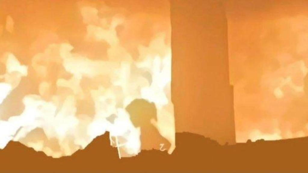 La silueta de Ward Jalal al Shiek Jalil, una niña de 6 años que sobrevivió a un bombardeo de Israel contra la escuela en la que se refugiaba con su familia en Gaza.