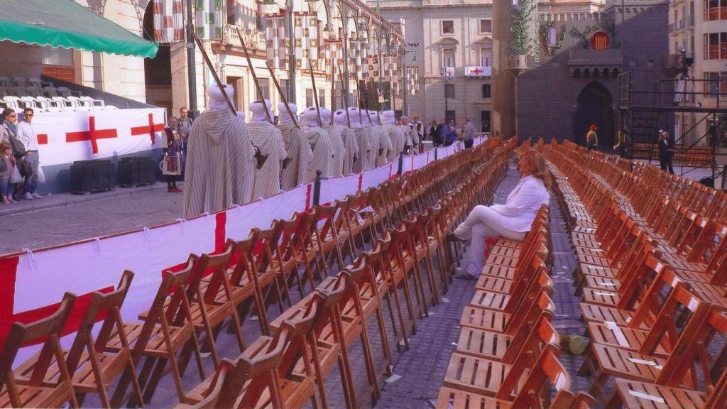 Algunas sillas de las fiestas de Moros y Cristianos de Alcoy.