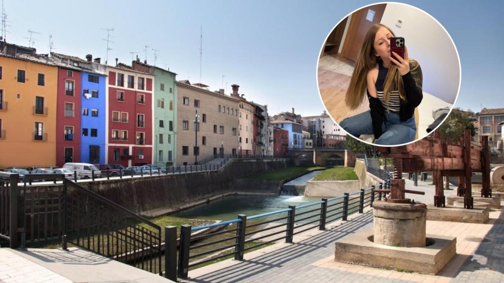 Montaje del pueblo aragonés y Alina Maglas.