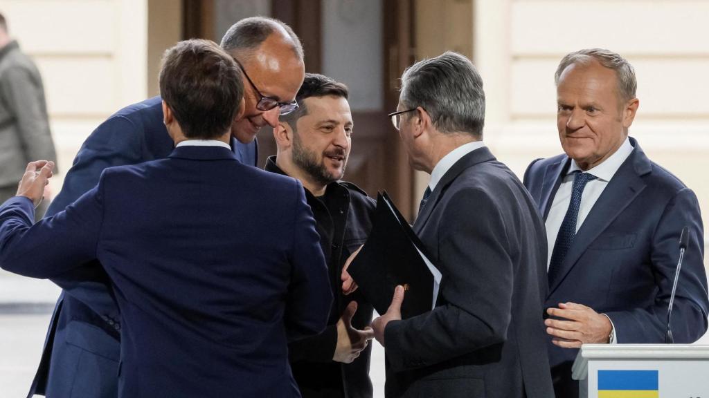 Los líderes de Reino Unido, Francia, Alemania, Polonia y Ucrania, en Kyiv.