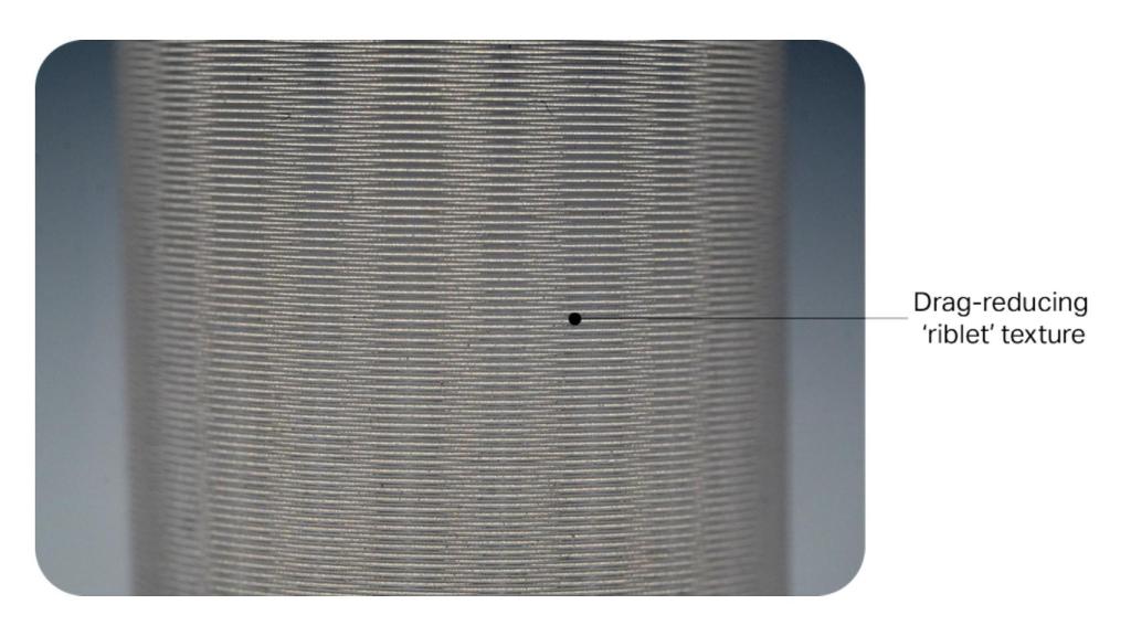 Los 'riblets' que imitan la piel del tiburón