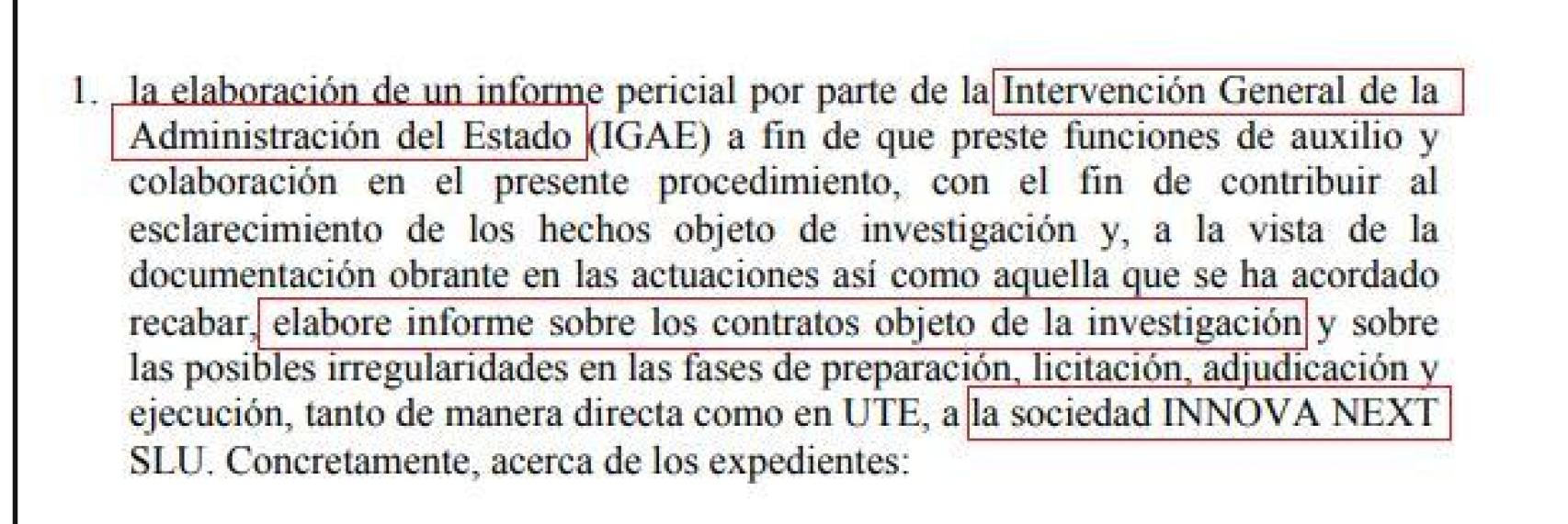 Resolución del 20 de junio de 2024. (El juez pide a la IGAE informe sobre una empresa de Barrabés)