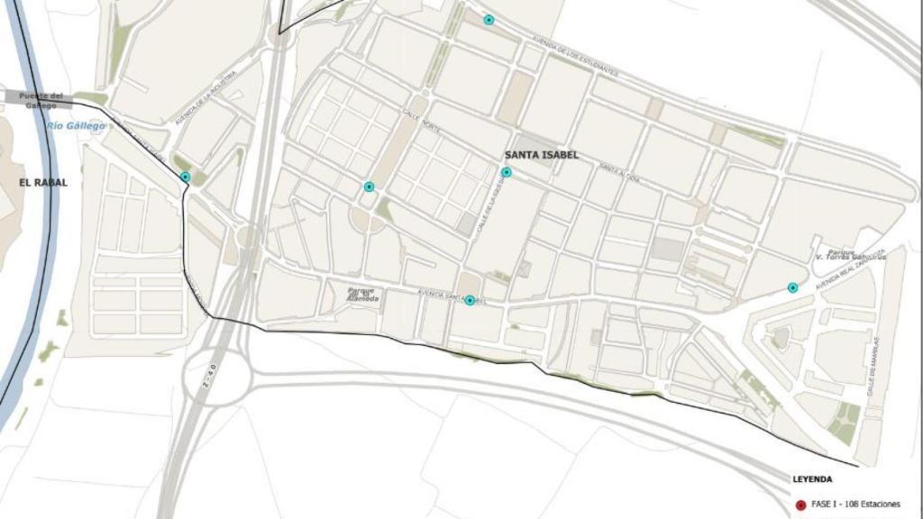 Mapa nuevas estaciones en el barrio de Santa Isabel.