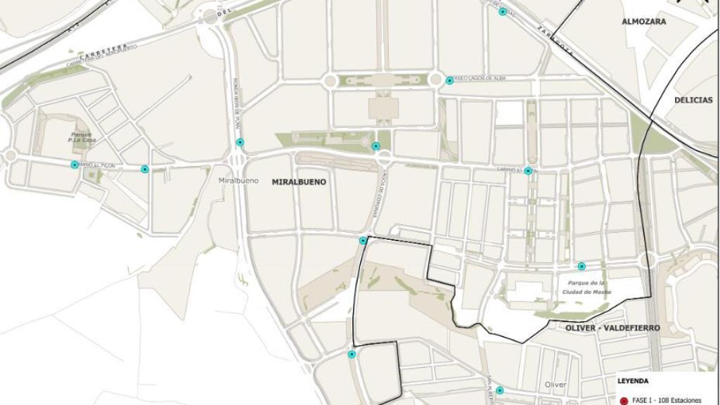 Mapa nuevas estaciones en Miralbueno.