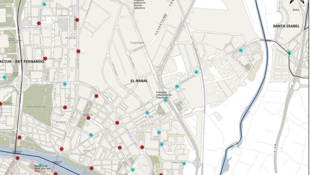 Mapa de las nuevas paradas en El Rabal.