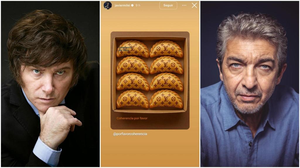 Fotomontaje con los rostros del presidente, el actor y unas empanadillas de lujo.