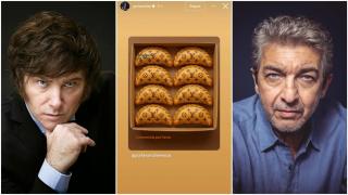 Fotomontaje con los rostros del presidente, el actor y unas empanadillas de lujo.