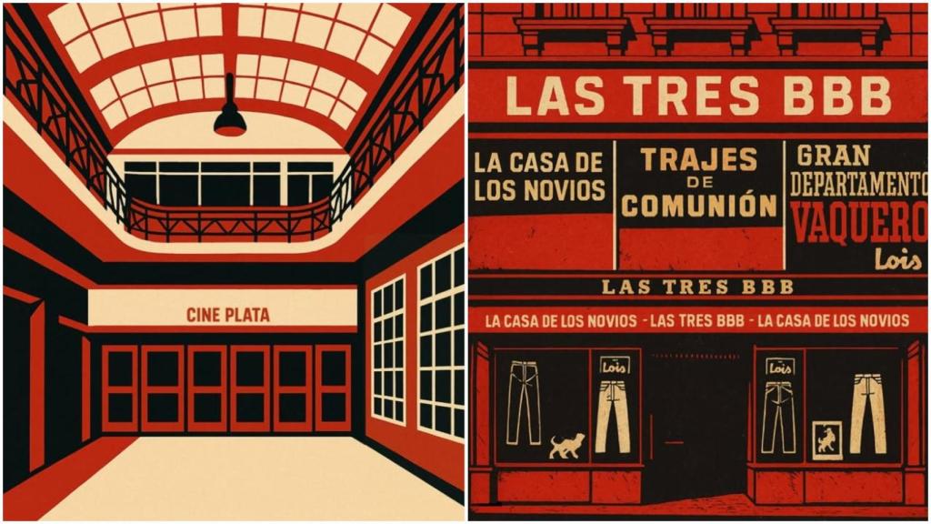 Ilustraciones del Cine Plata y las Tres BBB.