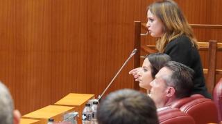 La portavoz socialista Patricia Gómez en su estreno en las Cortes