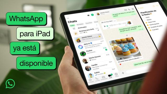 Imagen promocional de WhatsApp en un iPad.