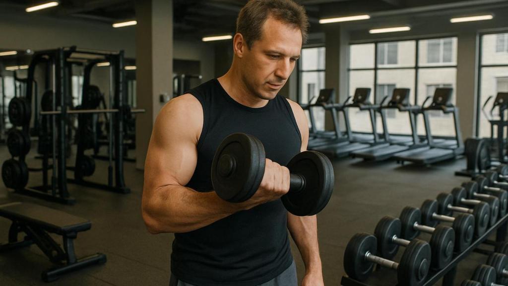 Hombre haciendo ejercicio en un gimnasio