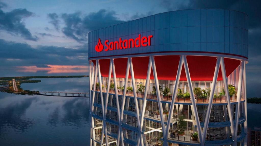 Proyección de la futura torre de 41 pisos de Santander en Miami.