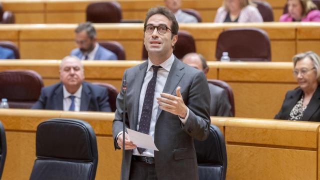 Carlos Cuerpo durante su comparecencia de este martes en  el Senado.