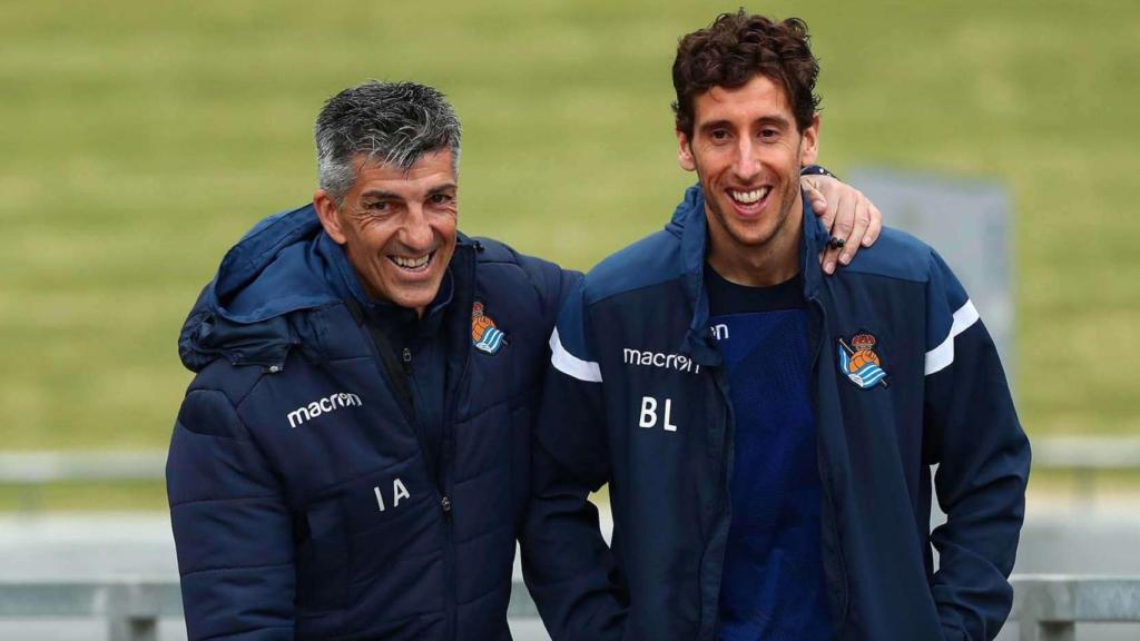 Beñat Labaien, en la Real Sociedad junto a Imanol Alguacil