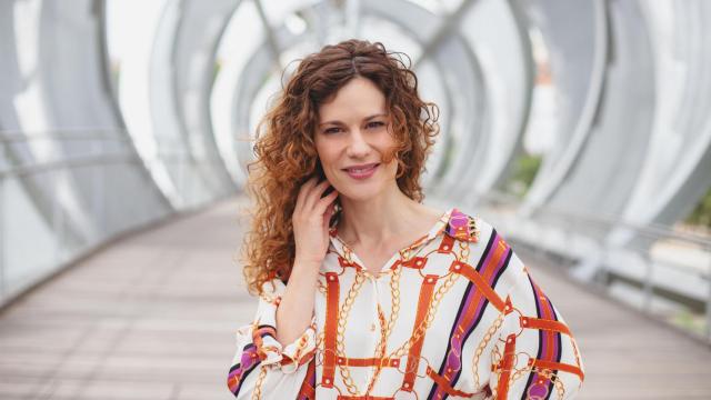 La actriz, en el puente de la Arganzuela de Madrid.