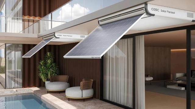 El toldo con paneles solares CESC Solar Parasol.