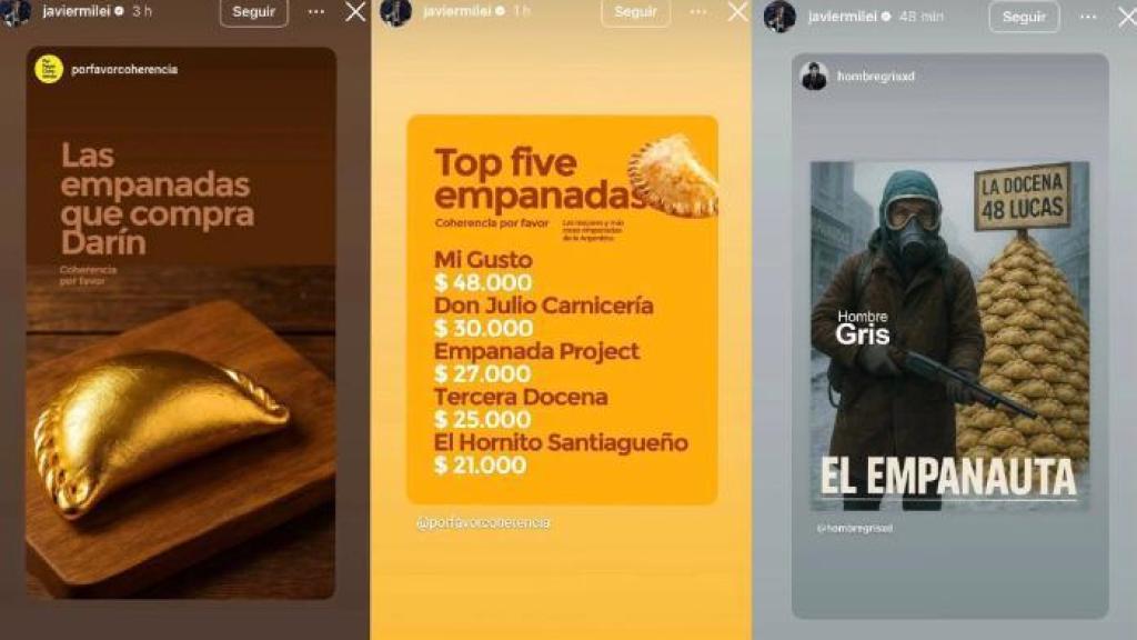 Distintas publicaciones de Javier Milei contra Ricardo Darín.