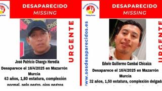 José Patricio y Edwin Guillermo en el cartel difundido por SOS Desaparecidos desde el 16 de abril.