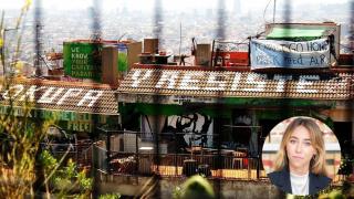 María Pastor en un montaje con un inmueble okupado.