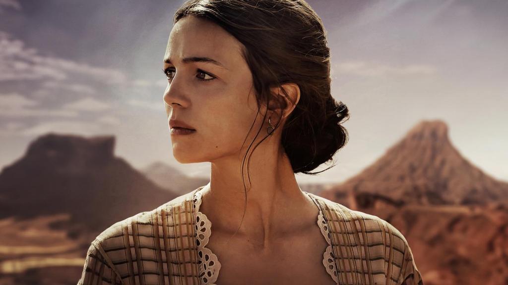 Ella Hunt, en un cartel promocional de 'Horizon'