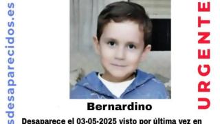Cartel difundido por SOS Desaparecidos para localizar al pequeño Bernardino.