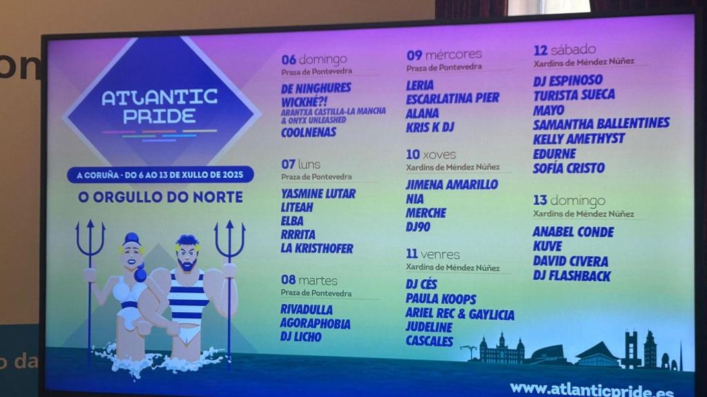 Actuaciones del Atlantic Pride 2025 día a día.