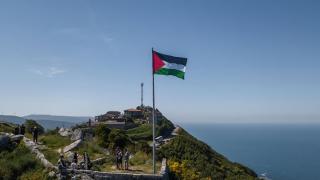 Bandera de Palestina izada en el Monte de Santa Tegra.
