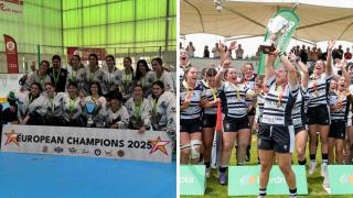 Las chicas del Munia Panteras a la derecha y las de El Salvador a la derecha