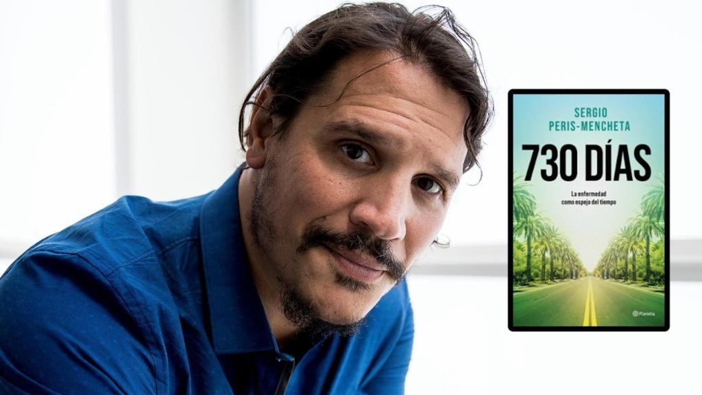 Sergio Peris-Mencheta junto a su libro, en un montaje de EL ESPAÑOL.