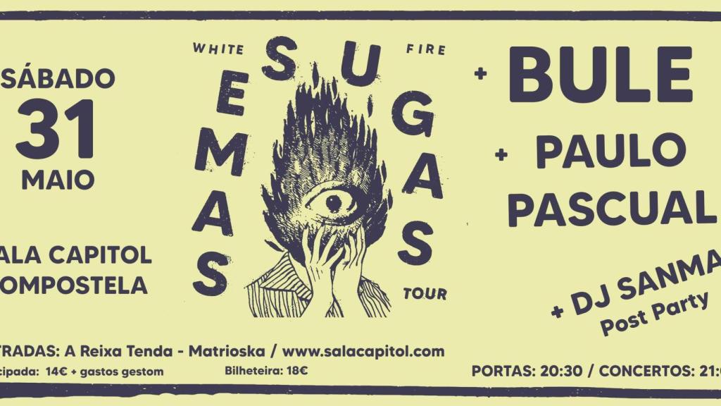 Cartel del concierto de Samesugas, Bule y Paulo Pascual.