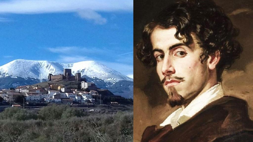 Montaje del pueblo aragonés y Gustavo Adolfo Bécquer.