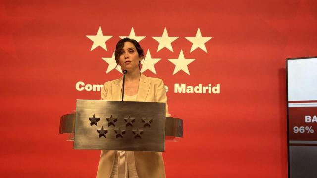 La presidenta de la Comunidad de Madrid, Isabel Díaz Ayuso, durante su balance de dos años de legislatura.