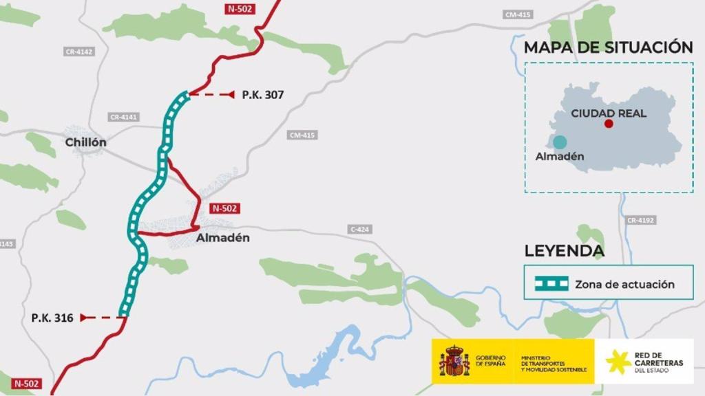 Infografía del Ministerio de Transportes sobre la futura variante de Almadén.
