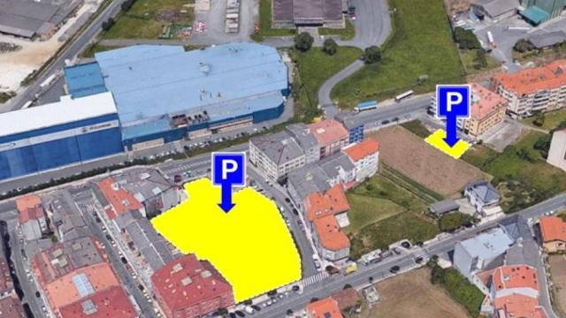 Localización de las parcelas donde se crearán las plazas de aparcamiento.