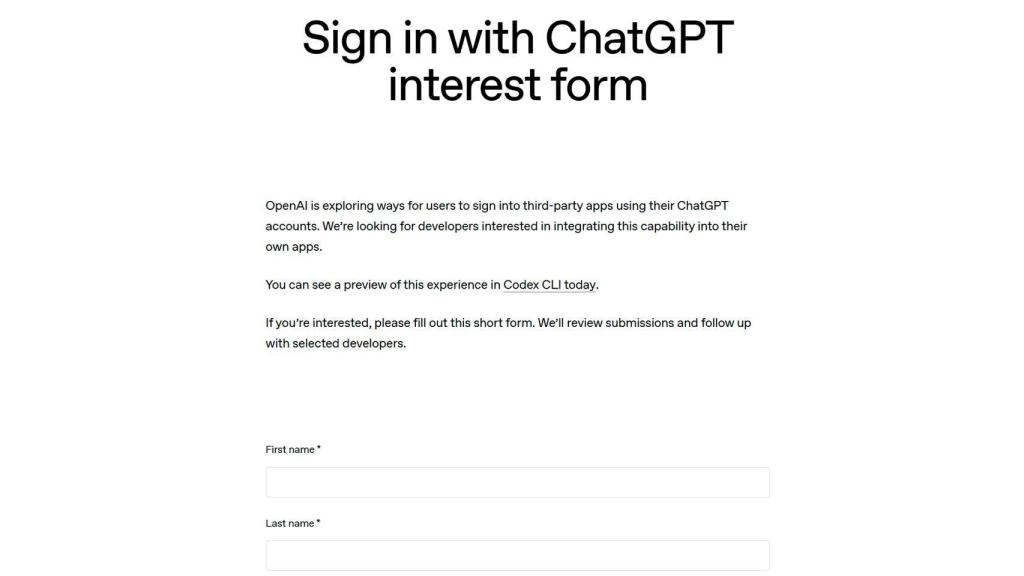 El formulario de OpenAI en su web