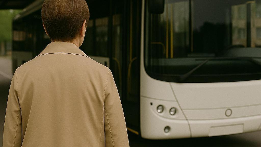 Una jubilada esperando a coger al autobús.