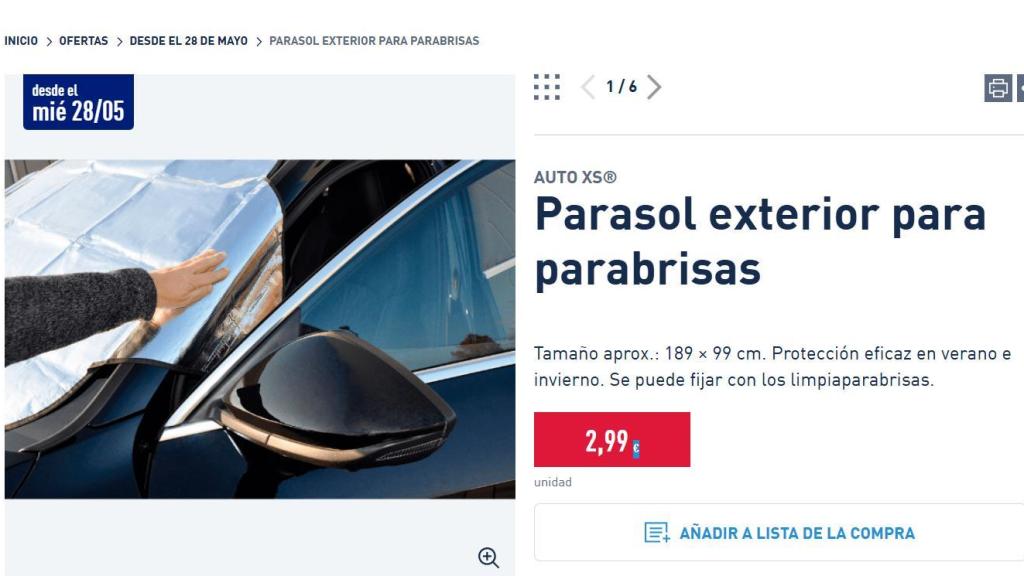 Parasol exterior para parabrisas.