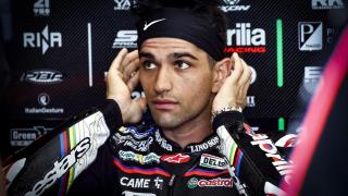 Jorge Martín, en el box de Aprilia