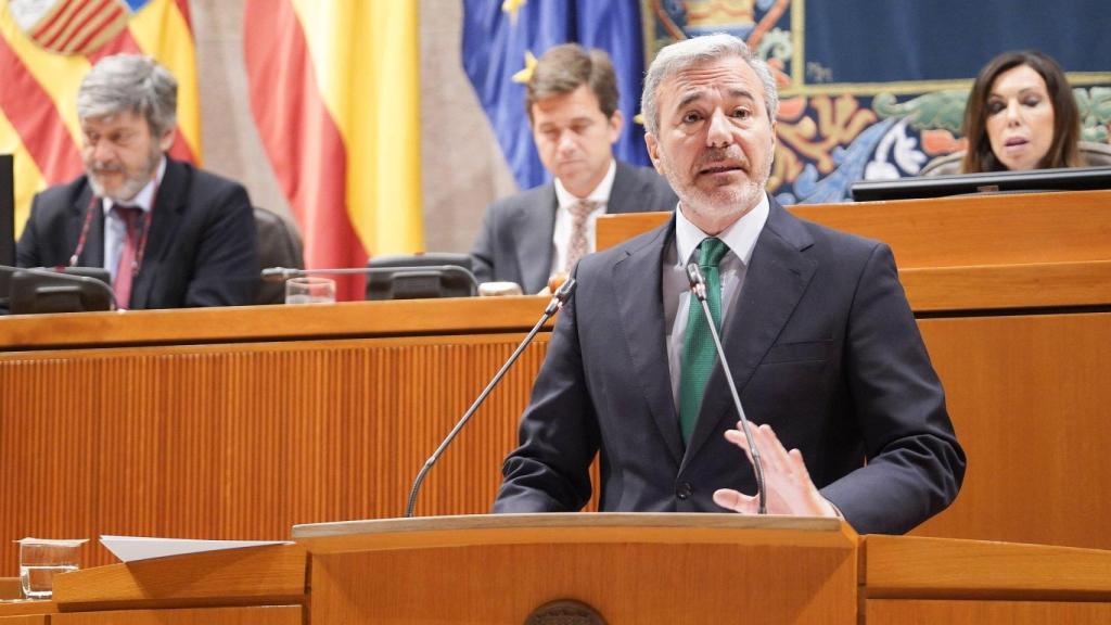 Jorge Azcón, este jueves en las Cortes de Aragón.