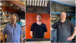 Propietarios y camarero de los bares de La Romareda.