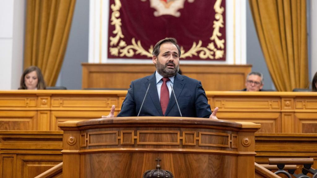 Paco Núñez, presidente del PP de Castilla-La Mancha, este jueves en las Cortes regionales.