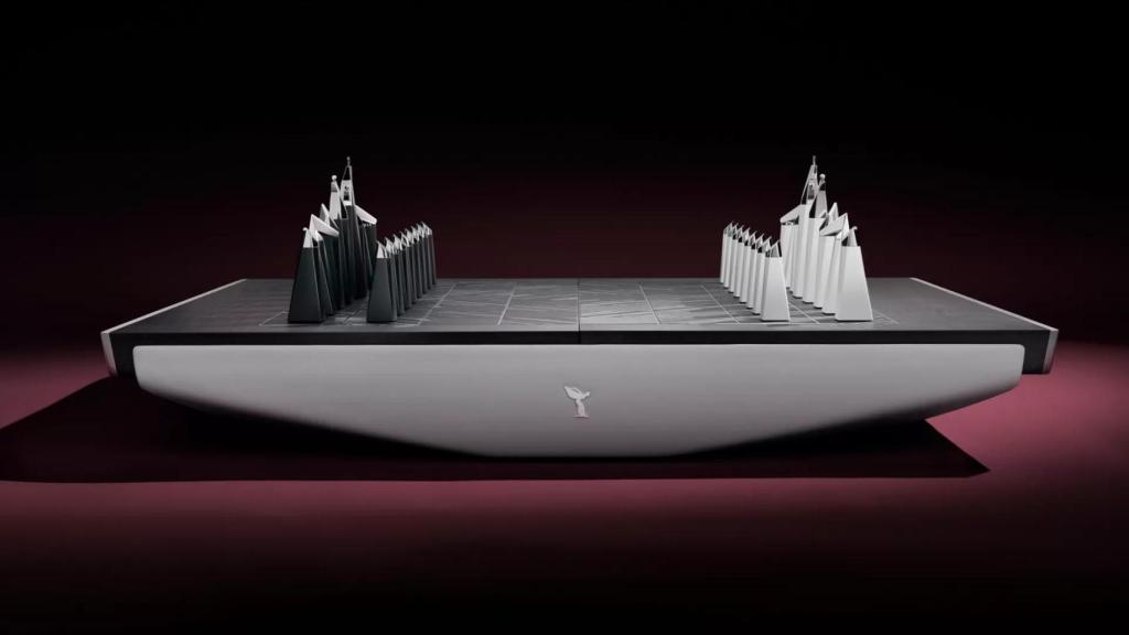 Detalle del juego de ajedrez de Rolls-Royce.