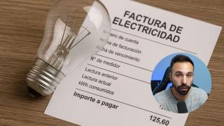 Montaje con factura eléctrica y Javier Dasí, experto en energía.