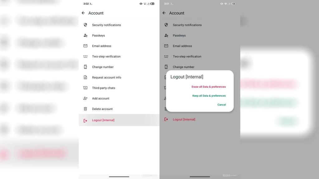 Las dos nuevas opciones de cierre de sesión de WhatsApp