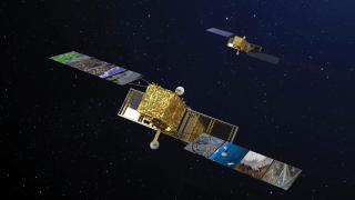 Recreación de los satélites de Cosmo-SkyMed en el espacio
